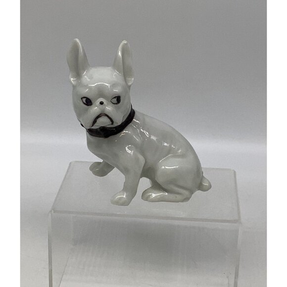 Vintage French Bulldog Japan signed Black Collar Porcelain - Picture 1 of 10